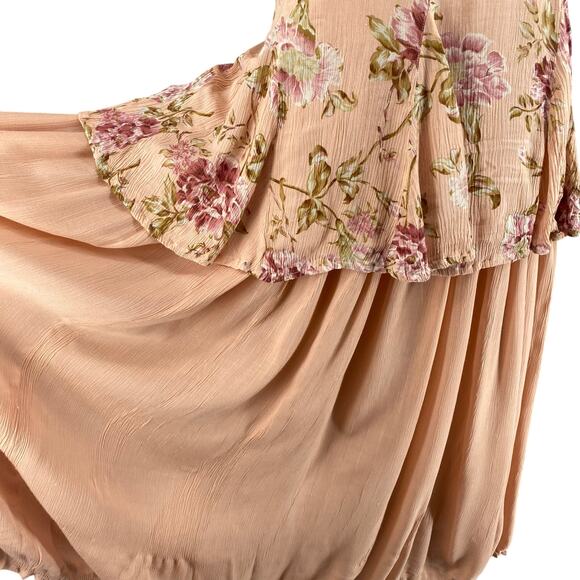 Vtg 90s NOS American Angel Romantic Boho Rose Floral Crinkle Rayon Maxi Dress M - Picture 6 of 16